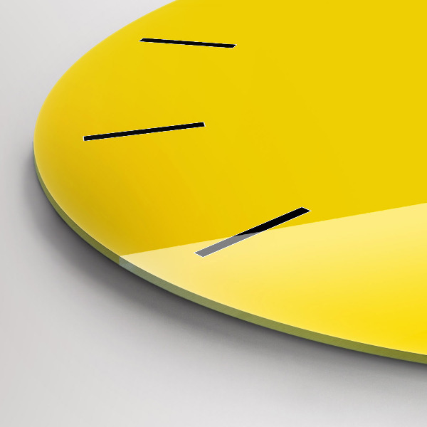 Round glass wall clock Yellow