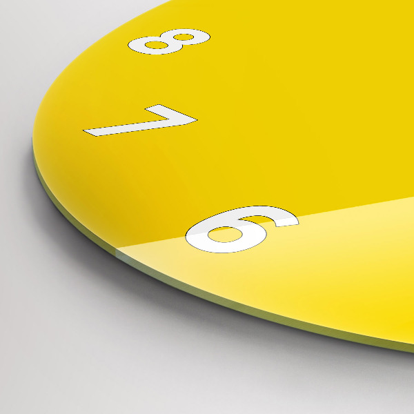 Round glass wall clock Yellow