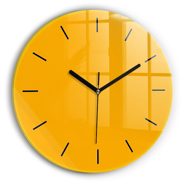 Round glass wall clock Dark Yellow