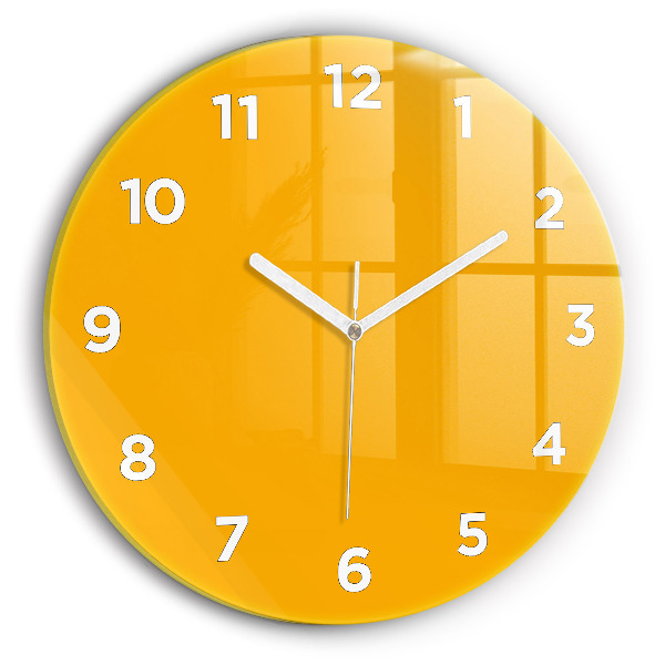 Round glass wall clock Dark Yellow