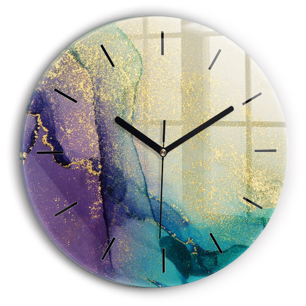 Round glass wall clock Abstraction of colors