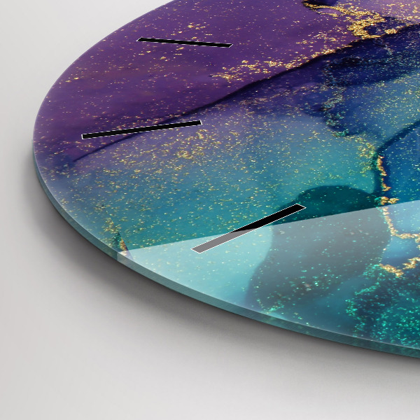 Round glass wall clock Abstraction of colors