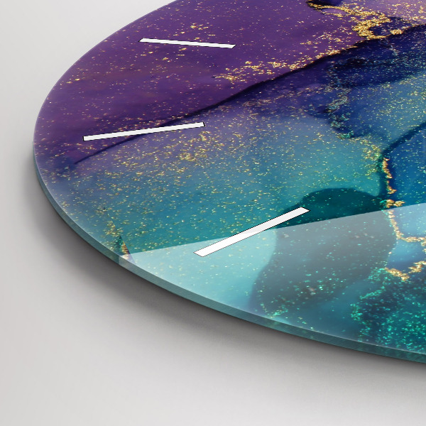 Round glass wall clock Abstraction of colors