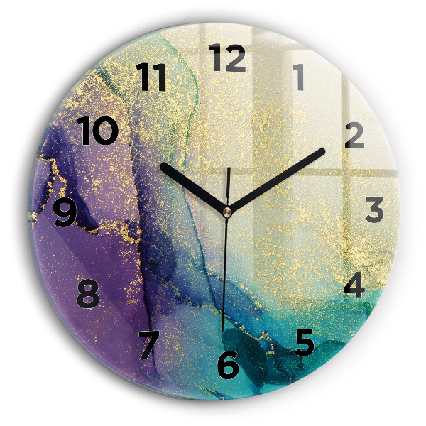 Round glass wall clock Abstraction of colors