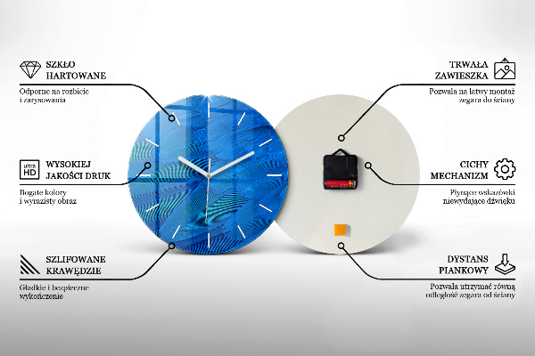 Round glass wall clock Abstraction of colors