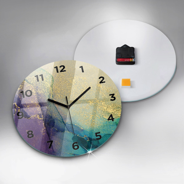 Round glass wall clock Abstraction of colors
