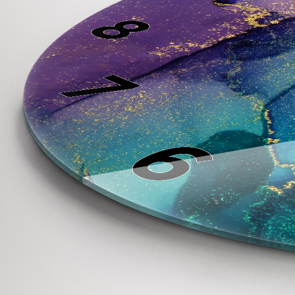 Round glass wall clock Abstraction of colors
