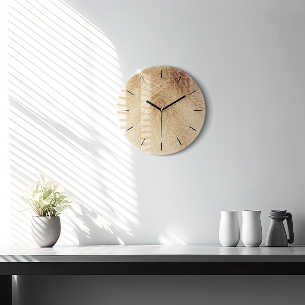 Round glass wall clock Golden abstraction