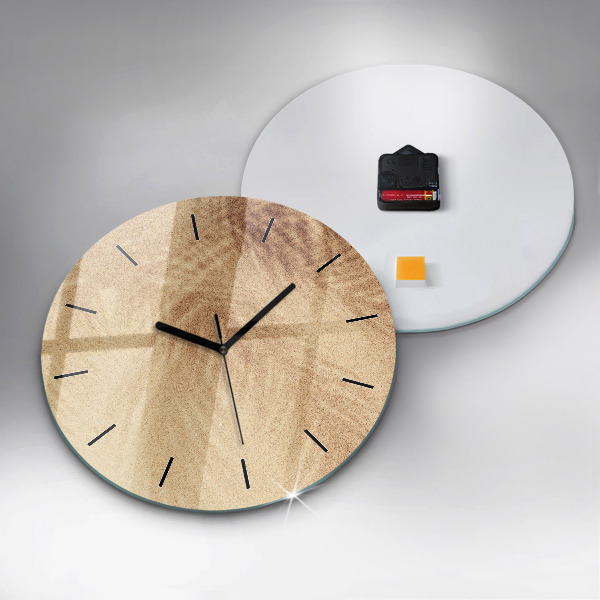 Round glass wall clock Golden abstraction