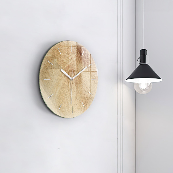 Round glass wall clock Golden abstraction