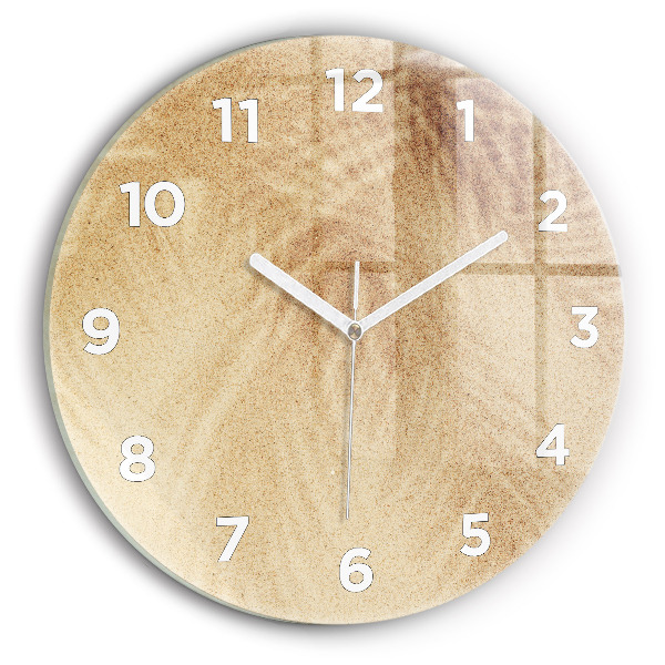 Round glass wall clock Golden abstraction