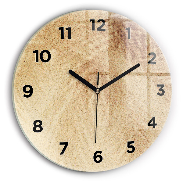 Round glass wall clock Golden abstraction