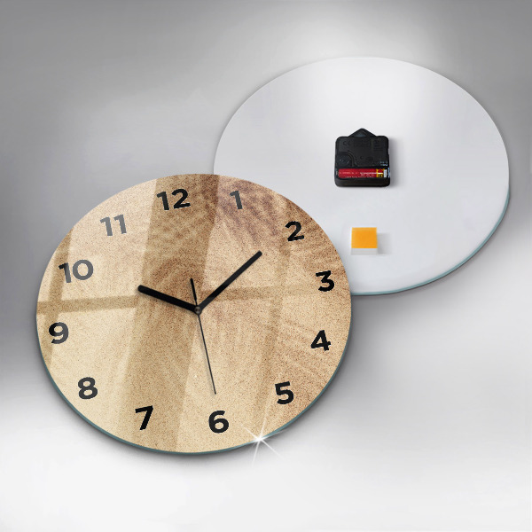 Round glass wall clock Golden abstraction