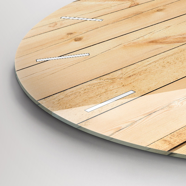 Round glass wall clock Wooden boards