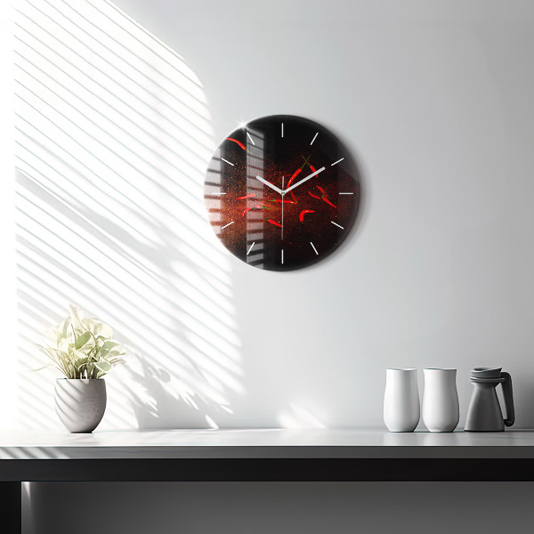 Round glass wall clock Chili peppers