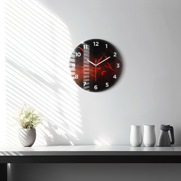 Round glass wall clock Chili peppers