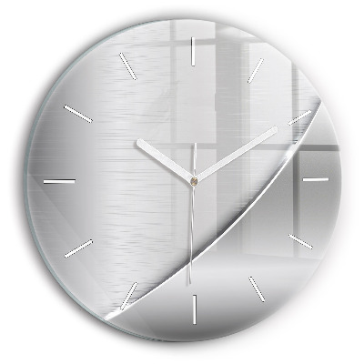 Round glass wall clock Silver pattern