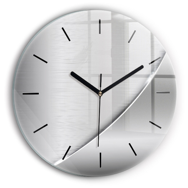 Round glass wall clock Silver pattern