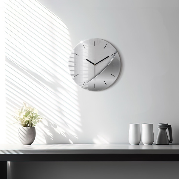 Round glass wall clock Silver pattern