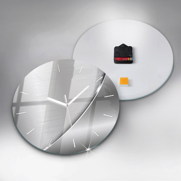 Round glass wall clock Silver pattern