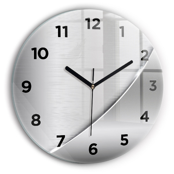 Round glass wall clock Silver pattern