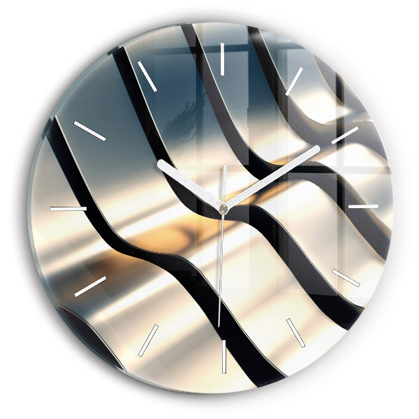 Round glass wall clock Silver pattern