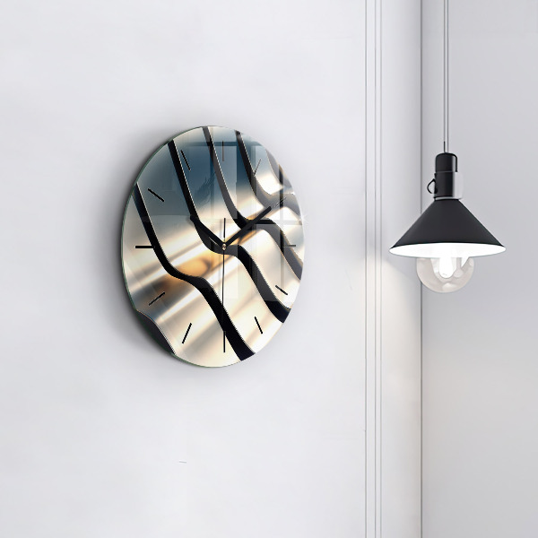 Round glass wall clock Silver pattern