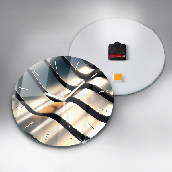 Round glass wall clock Silver pattern
