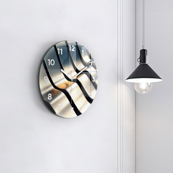 Round glass wall clock Silver pattern