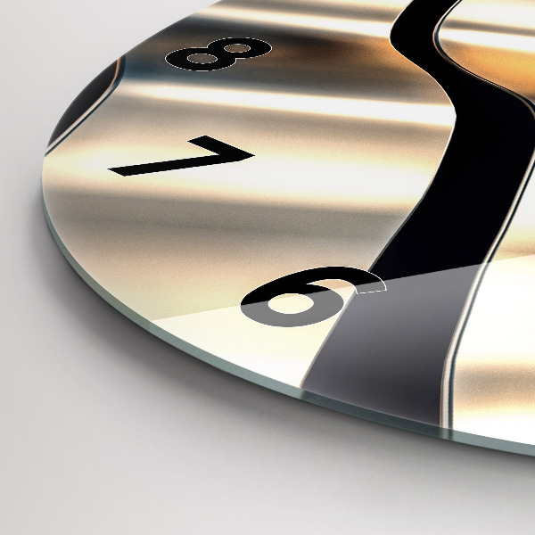 Round glass wall clock Silver pattern