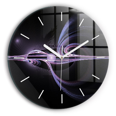 Round glass wall clock Purple abstraction