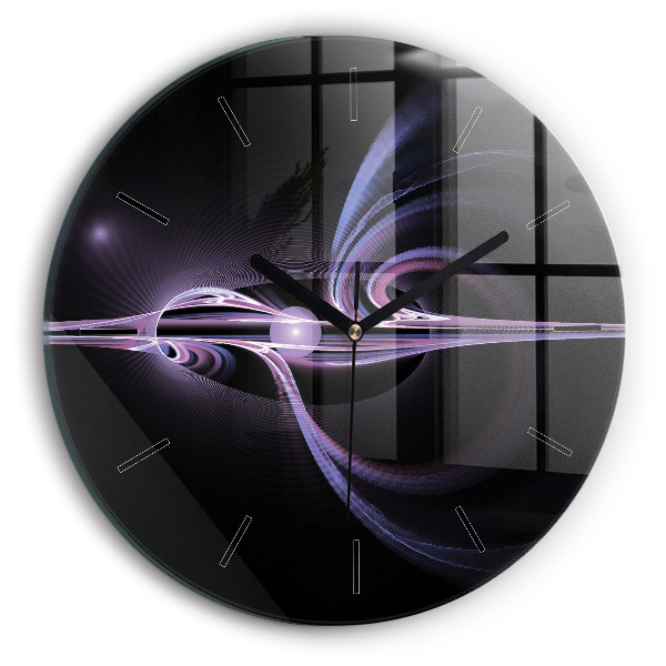 Round glass wall clock Purple abstraction