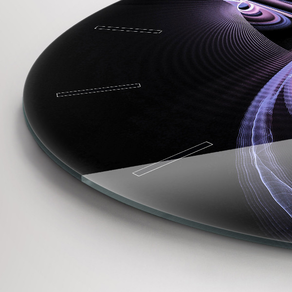 Round glass wall clock Purple abstraction