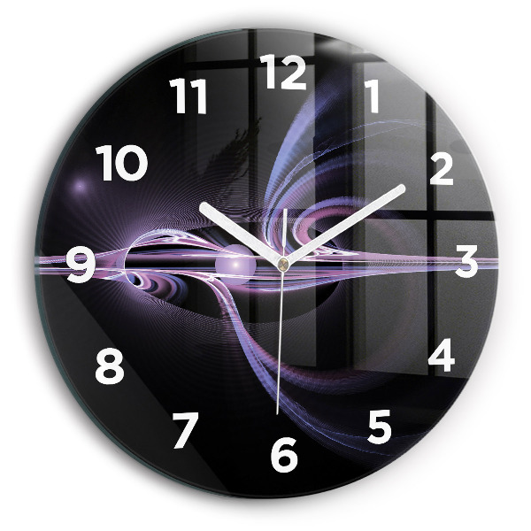 Round glass wall clock Purple abstraction