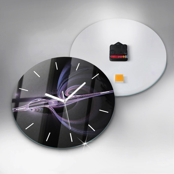 Round glass wall clock Purple abstraction