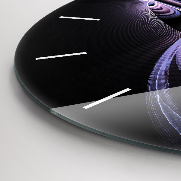 Round glass wall clock Purple abstraction