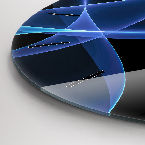 Round glass wall clock Blue lines