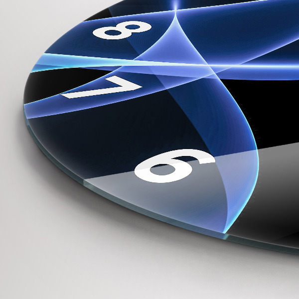 Round glass wall clock Blue lines