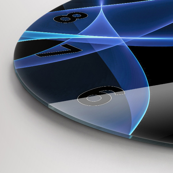 Round glass wall clock Blue lines