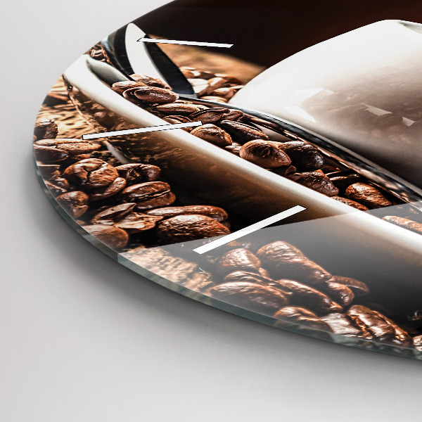 Round glass wall clock A cup of coffee
