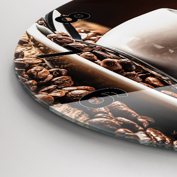 Round glass wall clock A cup of coffee