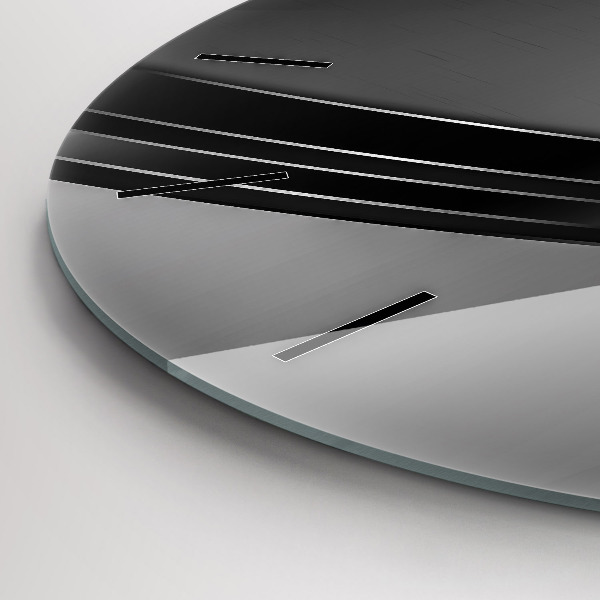 Round glass wall clock Silver lines
