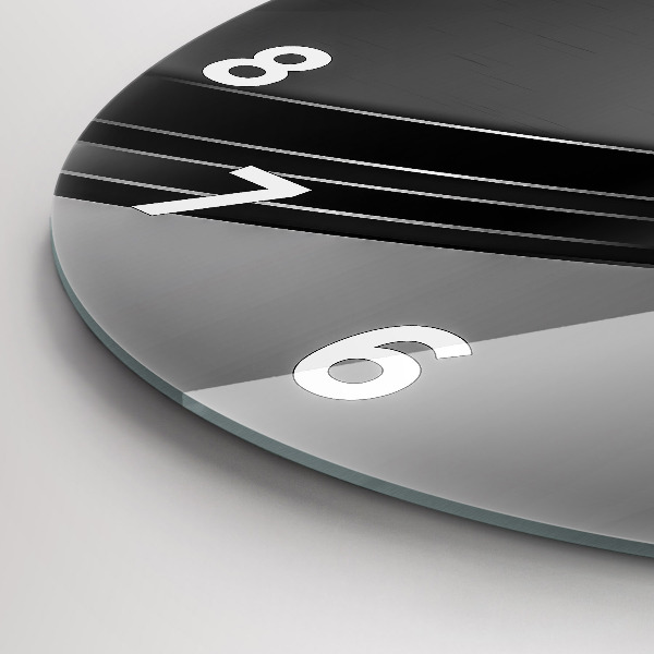 Round glass wall clock Silver lines