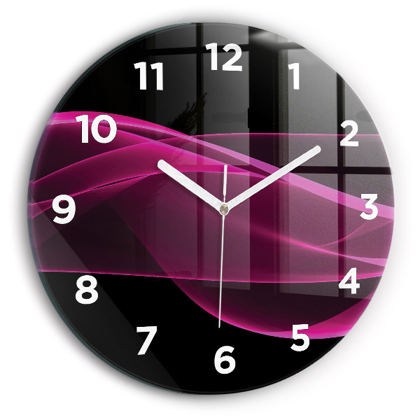 Round glass wall clock Pink abstraction