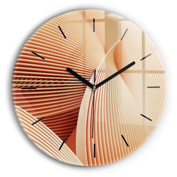 Round glass wall clock Abstract wave pattern