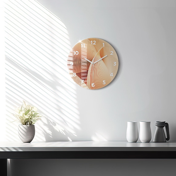 Round glass wall clock Abstract wave pattern