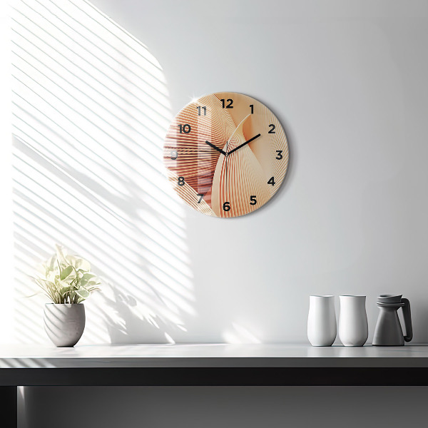 Round glass wall clock Abstract wave pattern