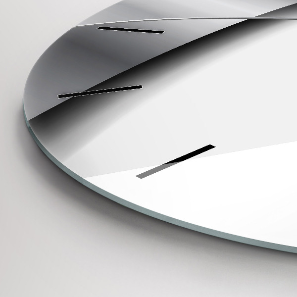 Round glass wall clock Silver abstraction