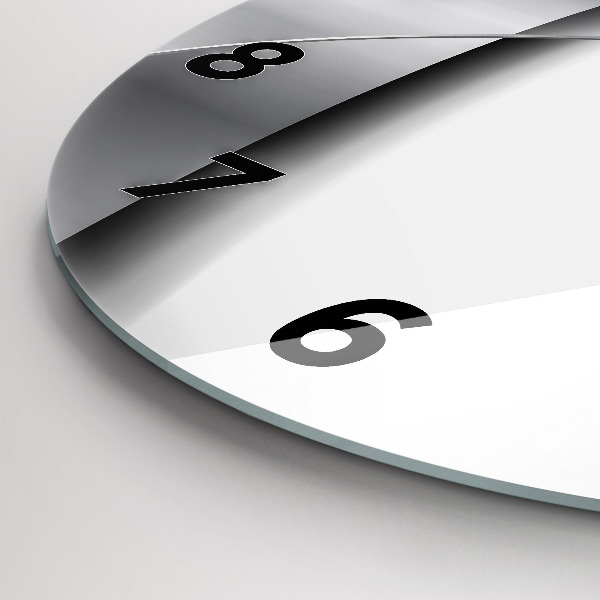 Round glass wall clock Silver abstraction