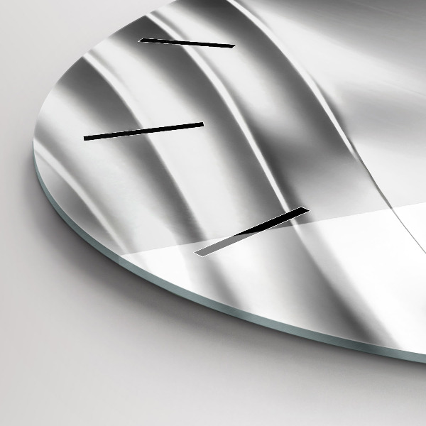 Round glass wall clock Silver abstraction